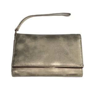 Madison West Marbled Gold Tone Clutch Cell Phone Case Wallet Wristlet